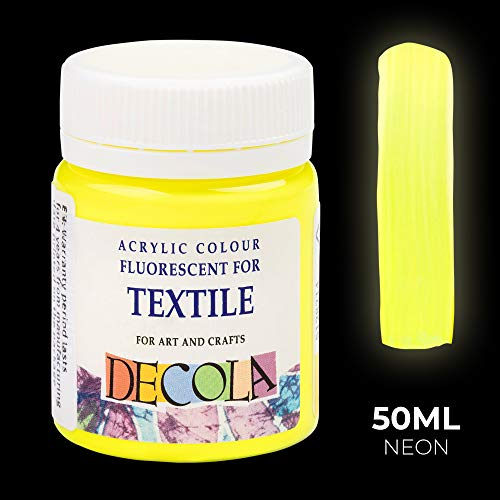 Decola | Colori per Tessuti Permanenti | Giallo Fluo | Pittura Fluorescente Facile da Usare | Professionali da Nevskaya Palitra