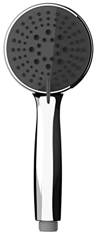 WENKO Duschkopf Basic Grau Ø 10 cm - Universal-Handbrause, Duschbrause mit 5 Strahlarten, Kunststoff (ABS), 10 x 10 cm, Chrom