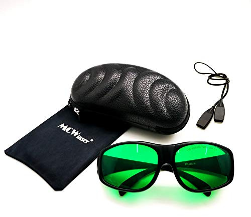 MCWlaser Laser Schutzbrille Brille 190-470 & 610-760nm Safety Goggles Typisch für 355 nm 405 nm 447 nm 450 nm 406 nm 460 nm 635 nm 650 nm 655 nm 671 nm 694 nm 750 nm 755 nm Absorptionstyp EP-13 Typ 9