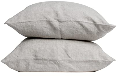 My Linen Home Kissenbezug 40x80 Leinen 2er Set| Hochwertiger Kopfkissenbezug in Natur | 100% Stonewashed Leinen Bettwäsche | Made in EU | Antiallergisch & Hautverträglich
