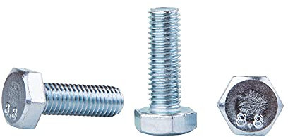 Marcopol Lot de 25 boulons M10 x 30 mm à tête hexagonale en acier zingué DIN 933 Grade 8.8