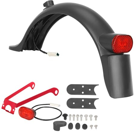 Natcoo Guardabarros Patinete Eléctrico para Xiaomi, con Soporte de Metal, Diseño Integrado de Guardabarros y Marco de Matrícula, Guardabarros Trasero para Xiaomi M365/Pro/Pro 2/1S/Essential/Mi 3 -Rojo