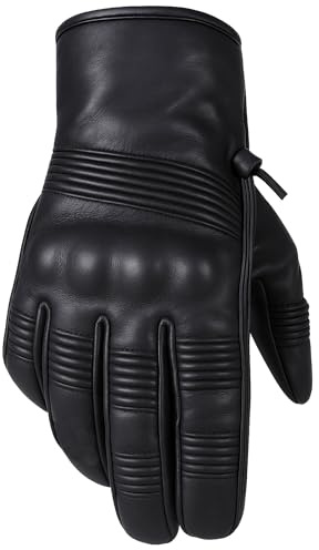 Jackets 4 Bikes Motorcycle Leather Gloves for Men Women - Touch Screen, Gel Padding, Knuckle & Palm Protection, Motorbike Cruiser Street Biker Glove Black XXL