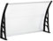 Auvent de Porte Aluminium Noir Auvent Marquise D'entrée Auvent de Porte D'entrée Résistante Toit Abri Contre La Pluie et UV Blanc et Noir Transparent 120 x 80 x 23