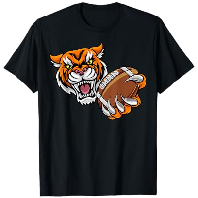 Tiger hält American Football Ball T-Shirt