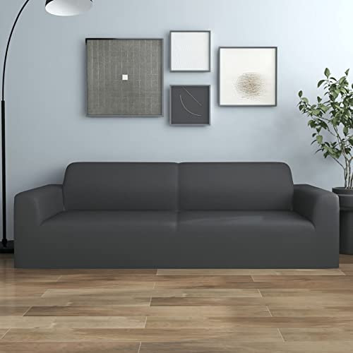 Tidyard Stretch Sofahusse 3-Sitzer Sofabezug Sofa Hussen Sofabezug Stretchhusse aus Polyesterjersey Wiederverwendbar Passend für die meisten Anthrazit Polyester-Jersey