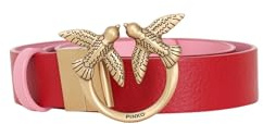 Pinko Damen Love Berry H3 Belt Leder mit Seide Gürtel, Rn6q_Mult.rot/pink-antique Gold, S