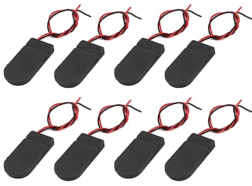 SQXBK Lot de 10 supports de piles CR2032 avec interrupteur marche/arrêt Noir