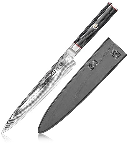 Cangshan YARI Series 8-inch Sashimi Knife with Sheath, X-7 Damascus Steel, 501288