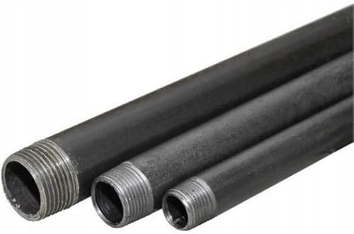 KNM Trade Stahl Rohrnippel R-Gewinde Heizung 1 x 300 mm Schwarz | handwerkliche Nutzung, schweißfähig, Sanitärinstallation, robust, gewindegeeignet, AK System
