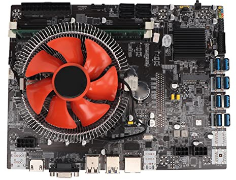 Garsent Mining-Mainboard 4G DDR3 8 USB3.0-Schnittstelle, Unterstützt Grafikkarten der Serie 10, 20 und 30, VGA-HD-Multimedia-Schnittstelle mit Zwei Ausgängen, mit Lüfter-CPU, für den