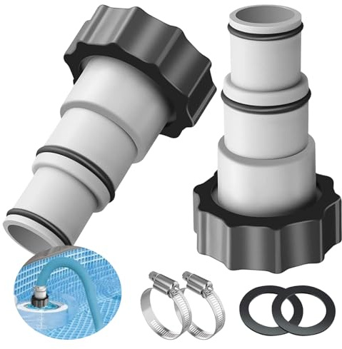 Poolschlauch Adapter, 2 Stück Schlauchadapter Pool, Pool Adapter A, Schlauchadapter für Pumpe mit Dichtring+Schlauchschellen, Anschluss für 32mm auf 38mm Ø Pool-Schlauch