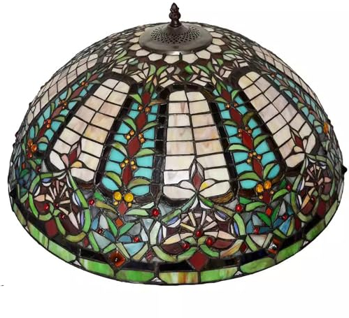 AIBOTY 22 Zoll große Blaue Barock Schatten Ersatz, Vintage Tiffany Stil grün rot Glasmalerei Lampenschirm für Tischlampe Nachttischlampe Deckenleuchte Stehlampe