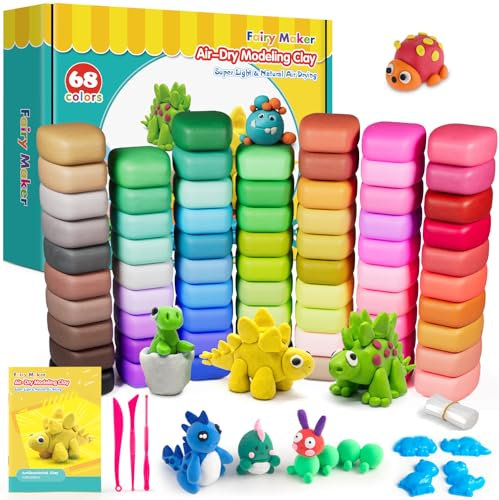 FairyMaker Modelliermasse Lufttrocknend - 36 Farben Knete Set für Kinder, DIY Bastelset mit 3 Werkzeugen und Anleitungsbuch, Geschenk für Jungen und Mädchen ab 6 Jahren