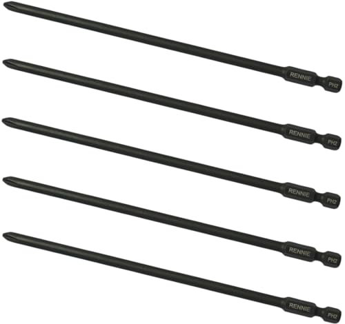 5 x Rennie Tools 157mm PH2 Autofeed Collated Drywall Screwdriver Gun Bit Heavy Duty Phillips No.2 Compatible with Makita BFR550 6843 DFR550