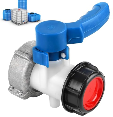 NAROSEBE IBC Container Klappenhahn 1000L DN40(62mm), IBS Wassertank Adapter, IBC Tank Adapter Auslass Regelventil, IBC Absperrhahn Auslaufhahn IBC Tank Zubehör für 62mm Ablasshahn Regentonne Kanister