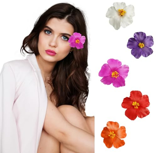 6 Stück Blumen Haarklammer Hawaiianische Blumenhaarspange Frangipani Haarspange Damen Haarklammern Holiday Beach Party Künstliche Blume Haarklammer