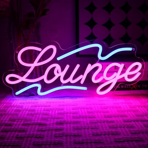 OYCGZV Lounge Neon Schild Rosa Blau Led Neon Schild Wand Aufenthaltsraum Neon Sign USB Led Schild für Home Bier Bar Rest Room Hotel Game Zone Party Cafe Office Store Beauty Salon