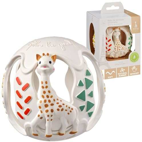 Sophie la Girafe Natürlicher Sensorik-Beißball Baby ab 3 Monaten | 100 % Naturkautschuk | Sterne, Dreiecke und Stäbe als Relief | BPA-frei | leicht zu greifen | Geschenk fürs Baby
