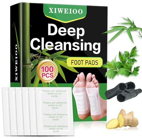 xiweioo 100 Foot Pads Natural Bamboo Vinegar Gingerr | Deep Cleansing Foot Paches for Stress Relief for Stress Relief, Better Rest, Feet Health Patches, Relaxing Muscles christmas gifts for women