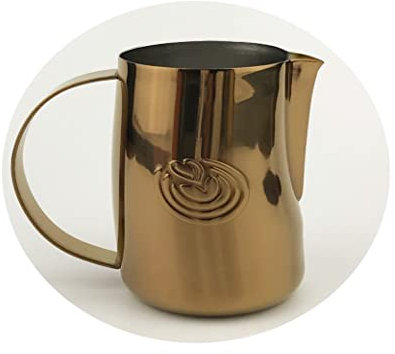 Vaso curvo de espuma de leche corporal para Latte Art, jarra de vapor de 500 ml para máquinas de espresso (espejo oro rosa)