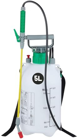 Pulverizador de presión de jardín, boquilla ajustable, bomba de mano, pulverizador de agua de jardín, uso para distribución de alimentación, herbicida, botella de bomba (5 litros)