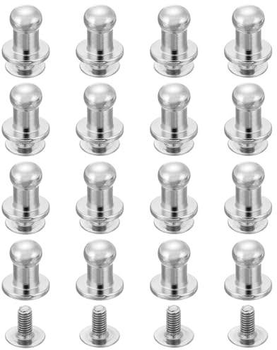 QUARKZMAN 16Pcs Testa Sferica Chiodo Rivetto Schiena 5mm Argento Bianco | Testa Rotonda Bottone Nipple Rivetti Pelle, per Fai Da Te Artigianato Pelle Borsa Scarpe Cintura Riparazione