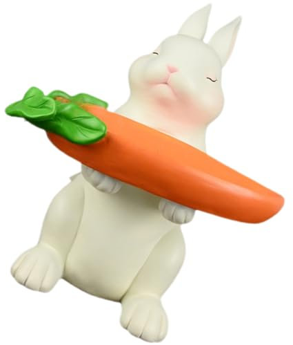 FOMIYES Plateau Décoratif Forme de Lapin Résine Sculpture de Lapin avec Plateau de Rangement Figurine Animale pour Intérieur