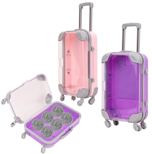 Reise Geschenk Mini Koffer, Geldgeschenk Urlaubskasse, Kleiner Koffer Geldkoffer als Verschenk für Reise (Rosa+Lila)
