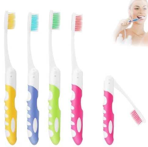 Brosse a Dent Voyage, Lot de 4 Brosse a Dent de Voyage, Brosses à Dents Portables et Pliables, à Poils Souples, Pour le Camping et les Voyages