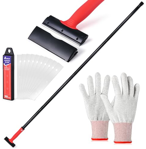 FOSHIO 147CM Grattoir à long manche, Industry Grattoir avec 20 Lames,4 pouces Grattoir Peinture, Grattoir métallique, Grattoirs pour Vitre, pour Colle, Grattoirs Grattoir pour Plaque Vitrocéramique