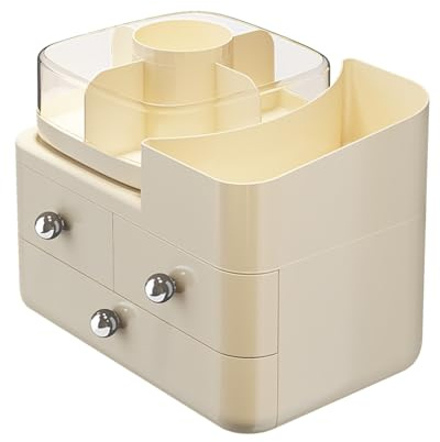 Generico Portatrucchi Scatola Organizer | Organizer Per Cosmetici - Divisori Estraibili con Cassetto per Bagno Cassettiera Scrivania Casa Ufficio