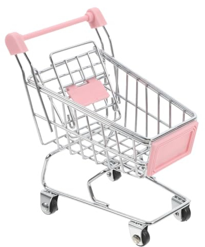 SKISUNO Mini Shopping Cart Toy with Wear-resistant Iron Material and Multifunctional Design, Realistic Art Appearance Miniature Handcart Model for Doll House and Home Decor