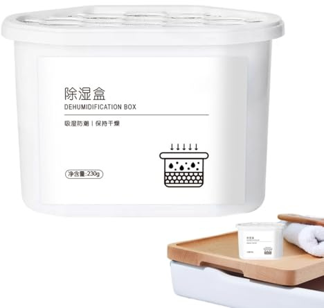 Scatola deumidificatore, contenitore per assorbire l'umidità, portatile, strumento di controllo 'umidità nell'armadio, efficiente e a lunga durata per auto, bagno, posto di lavoro, 11,9 x 6,4 x