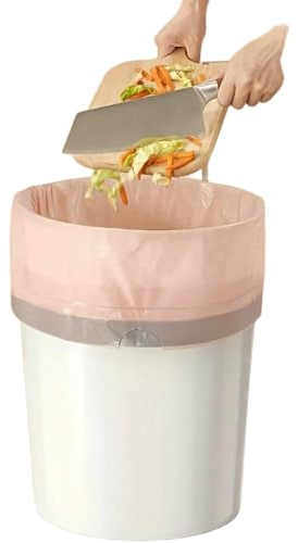 QXWD - 100 bolsas de basura extra gruesas con cordón rosa, duraderas, para cocina, dormitorio, baño, dormitorio