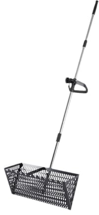 NJIEzhao Rastrillo para Pulgas de Arena Rastrillo de Arena Tamiz Práctico Mango telescópico Grande Tamizado Multifuncional Fácil Limpieza Cuchara Acero al Carbono(Type 2)