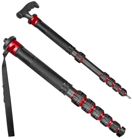 Compatible avec Les appareils Photo GoPro et Reflex numériques - Trépied Monopode en Fibre de Carbone 32 mm, capacité de Charge de 15 kg