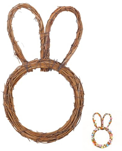 Türkranz Ostern, 30CM Weidenkranz Osterhase Weidenkränze zum Aufhängen Ostern Deko Türkranz Hase Weidenring Frühlingskranz Haustür DIY Holzkranz Osterdekoration zum Aufhängen für DIY Deko (A)