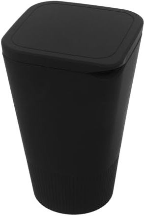 Cabilock Cubo de Basura para Coche Negro, Bote de Basura con Tapa de Silicona Resistente Prueba de Fugas, Tamaño Pequeño Plegable para Portavasos, Uso Higiénico en Viajes, Oficina