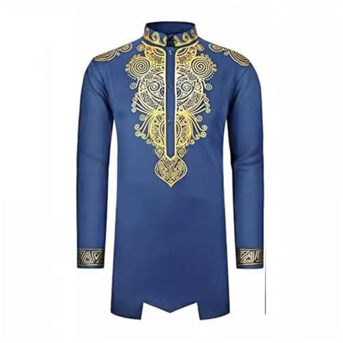 Kaftan - Camisa africana dashiki para hombre, Oriente Medio, ropa étnica bordada, cuello redondo, túnica, ajuste normal, camisa de manga larga, camisa de otoño, camisa larga, vestido indio, estampado