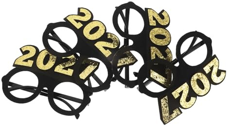 Toyvian 2027 Neujahrszahlen Partybrille aus Kunststoff und Vliesstoff 4 Stück Glitzerndes Fotorequisit für Silvester und Abschlussfeier