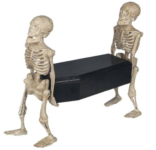 APGLSXY Flyttbar gravgrävare skelett leksak med upplyst öga halloween display batteri kraft dans odöda kista bärare skalle män hissande kista stanna