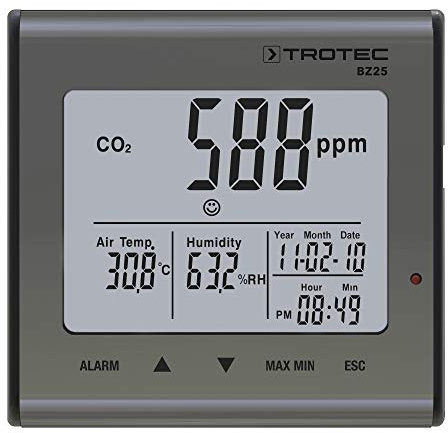 TROTEC 3510205014 BZ25 CO2-Luftqualitätsmonitor Ideal für Büro Schule Kindergarten Raumluft Raumtemperatur