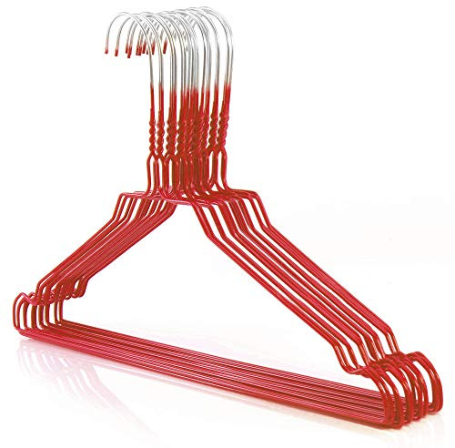 Hangerworld 50 Grucce Appendiabiti 40cm in Metallo Cromato Rosso Salvaspazio per Casa e Lavanderia