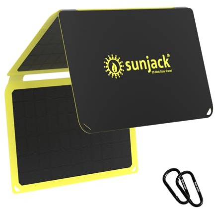 SunJack 25W Solar Charger Portable Solar Panel with USB for Cell Phones, Tablets for Backpacking, Camping, Hiking and More
