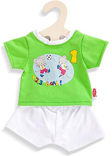 Heless 1660 - Bekleidungs-Set für Puppen im Fußball-Design, 2 teilig mit Sporthose und Trikot, Größe 28 - 35 cm