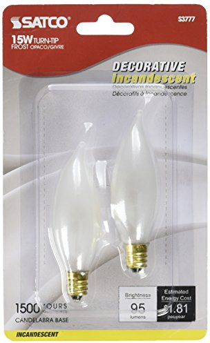 Satco Products S3777 120-Volt 15CA8 Candelabra Base Frosted Light Bulb