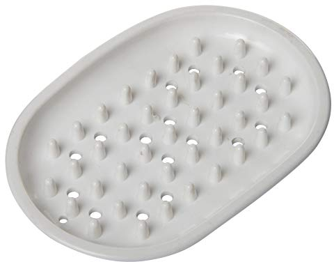 Fackelmann Seifenigel TECNO, Seifenschale aus Kunststoff, Seifenablage mit Abtropflöchern (Farbe: Transparent, Weiß - nicht frei wählbar), Menge: 1 Stück