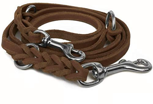 hund-natuerlich Lederleine 3m braun geflochten, Edelstahl Haken Fettleder Führleine (3m x 15mm)