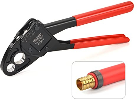 1234W Combo Angle Head Pex Pipe Plumbing Crimping Tool IWISS for Copper Crimp Jaw Sets 1/2 & 3/4 with Go/No-Go Crimp Gauge by Iwiss